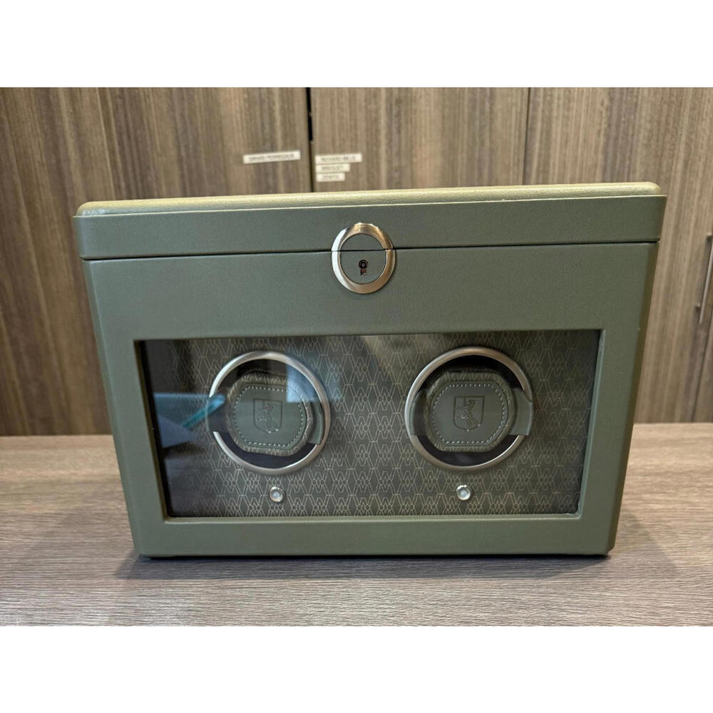 WOLF Earth Double (2) Watch Winder with Storage in Olive Color, 190441